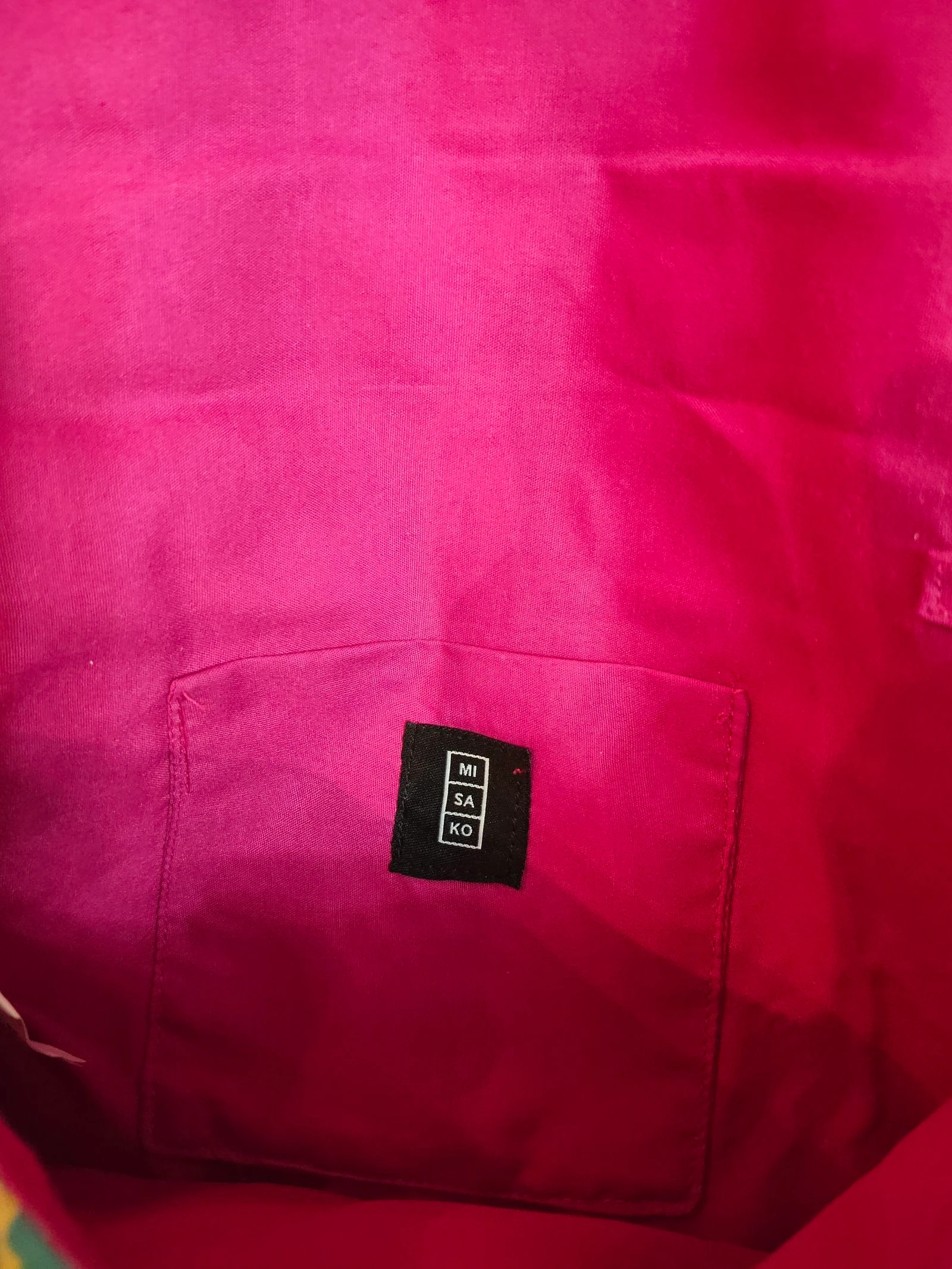 Misako-Bolso mujer gevoerd fuchsia en tropische print met strepen en ketting – photo 7